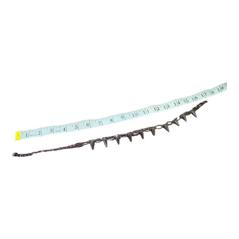 ‼️$7‼️ Bullet Punk Gothic Studded Rivet Spikes Necklace Vintage Choker Gunmetal - Picture 5 of 10